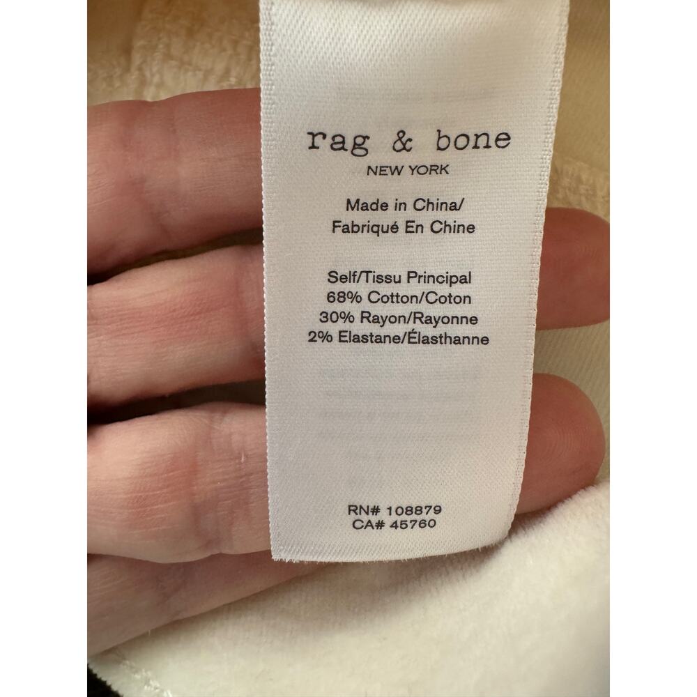 NWT Rag & Bone Sz 25 $225 High Rise Velvet Skinny Pants In Antique White - Picture 8 of 8